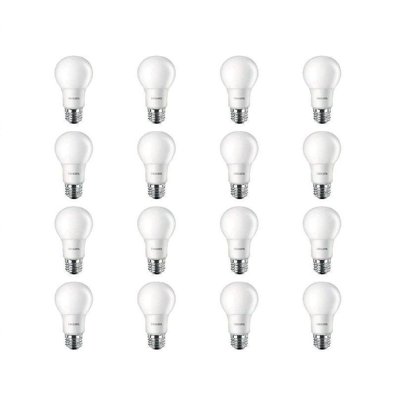 Philips LED A19 Non-Dimmable 800-Lumen, 2700-Kelvin, 8.5-Watt (60-Watt Equivalent) Light Bulb, E26 Medium Base, Soft White - 16/Pack