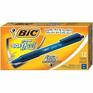 BIC SoftFeel Retractable Ball Pen - Medium Pen Point Type - Blue Ink - Blue Barrel - 1 Dozen