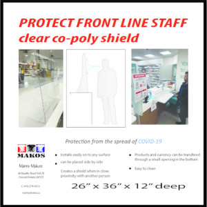 Front line Clear Co- Poly Desk Shield - Each