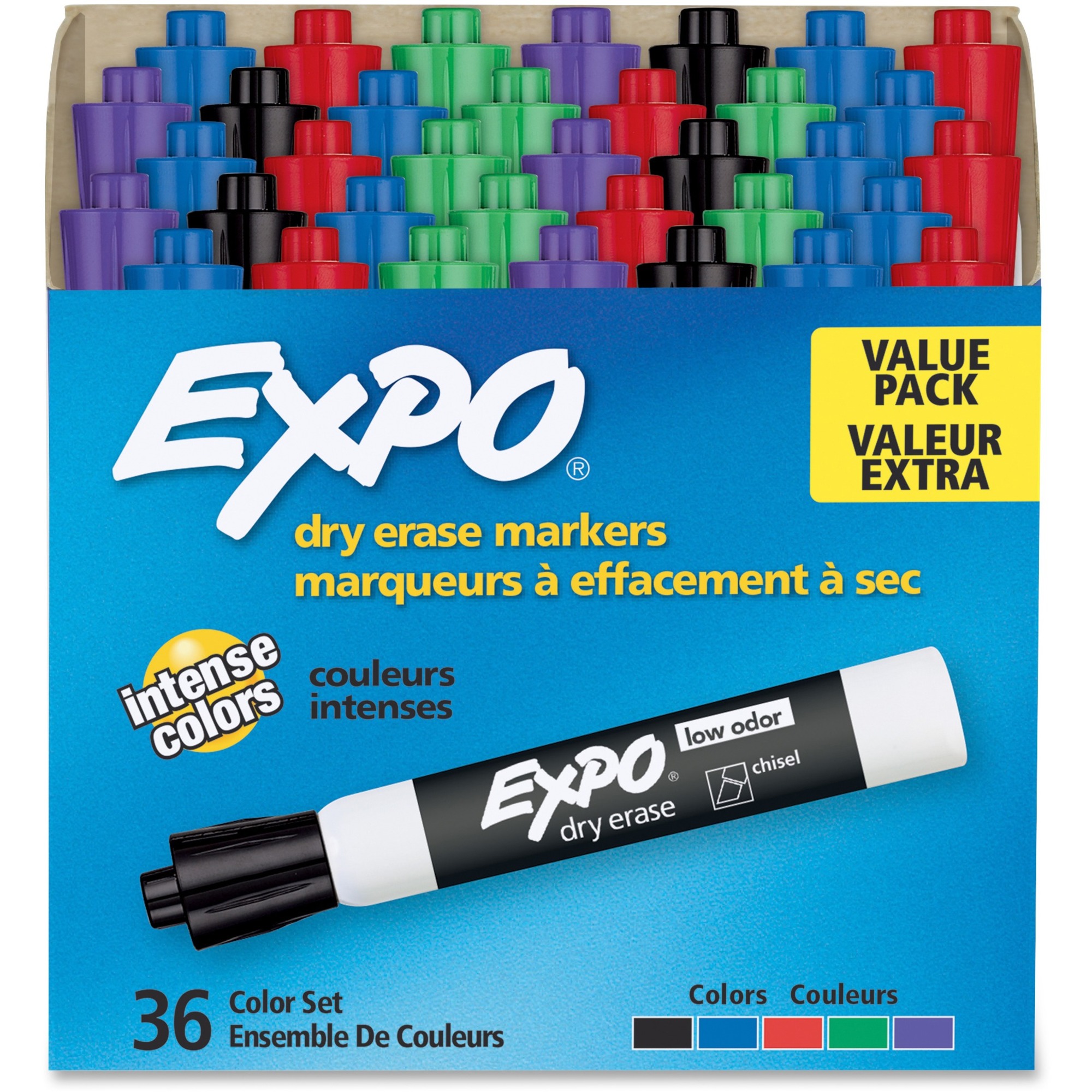 Expo Low-Odor Dry Erase Chisel Tip Markers 36/pack
