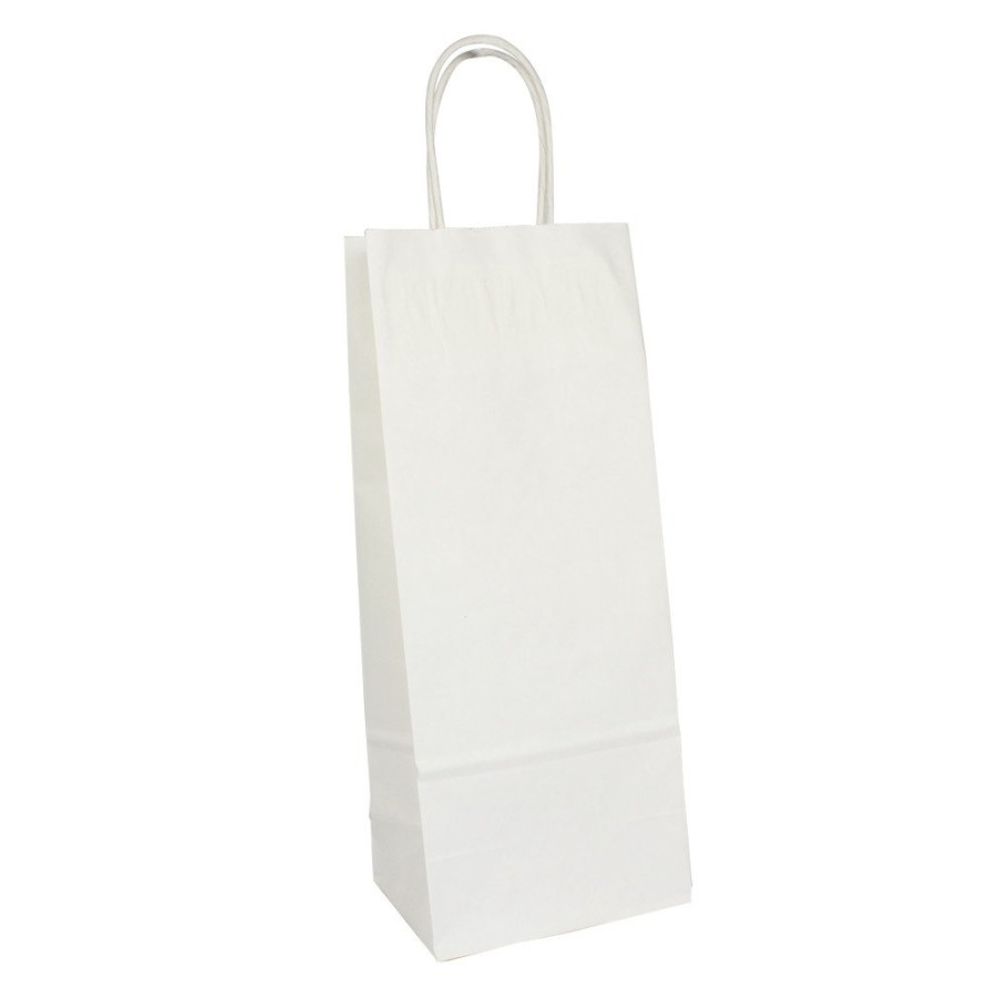 White Kraft Wine Paper Shopping Bag  - 5.9''x3.15''x13'' - 250/carton