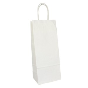 White Kraft Wine Paper Shopping Bag  - 5.9''x3.15''x13'' - 250/carton