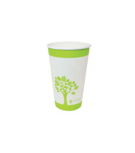 Paper Hot Paper Cup Single Wall 16oz, PLA lining-Printed - White - 1000/case