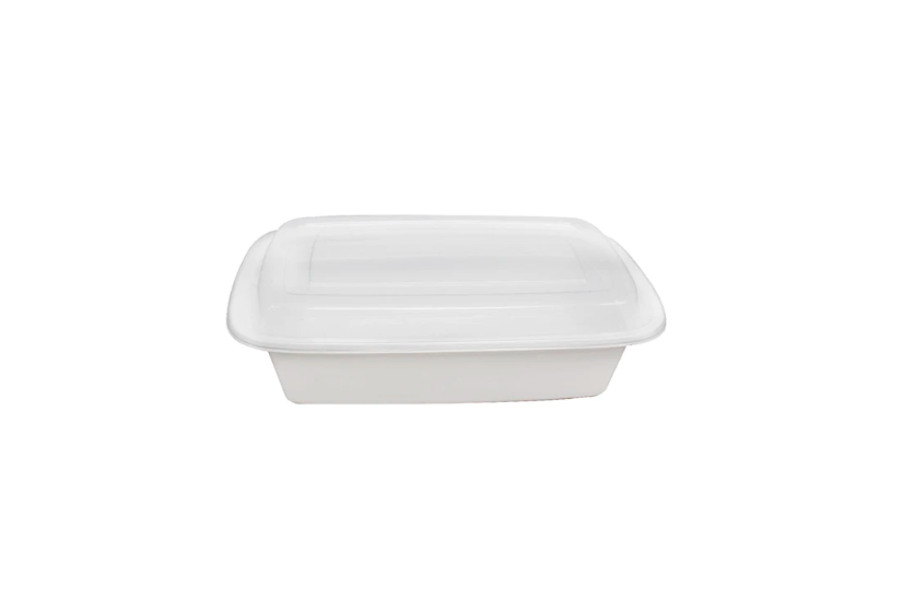 White Rectangular 32 oz. Microwavable Container - 150 sets