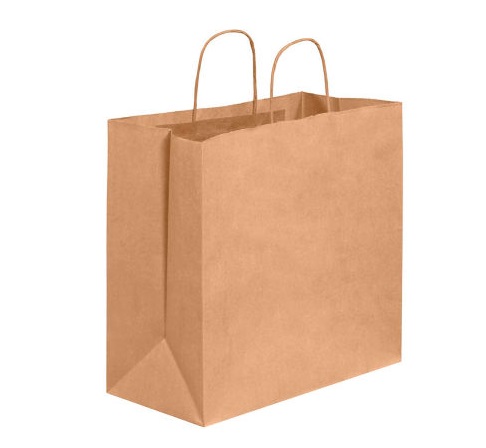Kraft Paper Bag with Handle Twisted 16'' x 6'' x 12''- 200/Case