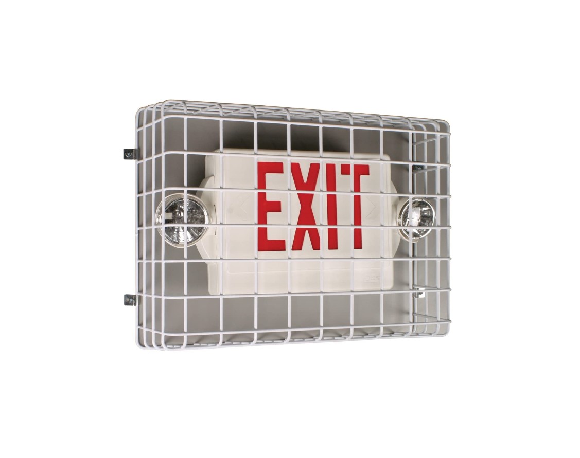Safety Technology International, Exit Sign, Protective Coated Steel Wire Guard - Each