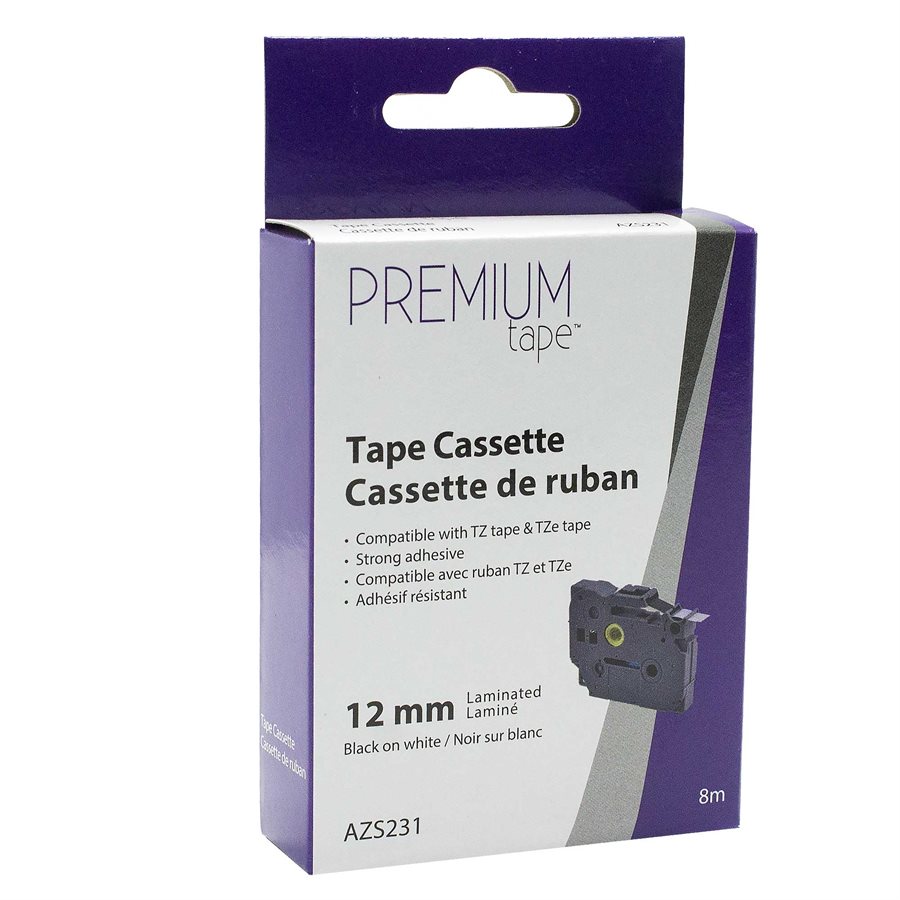 Compatible TZe-S231 Extra Tough Adhesive Black / White 12mm
