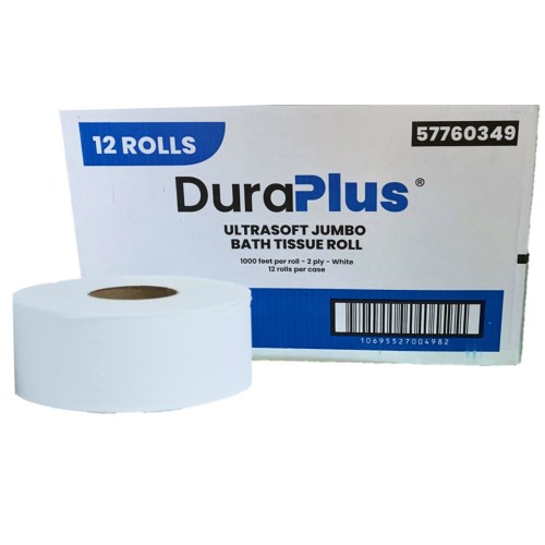 White 2 Ply Jumbo Bathroom Tissue 1000 Ft Core 3.5' - 12 Rolls