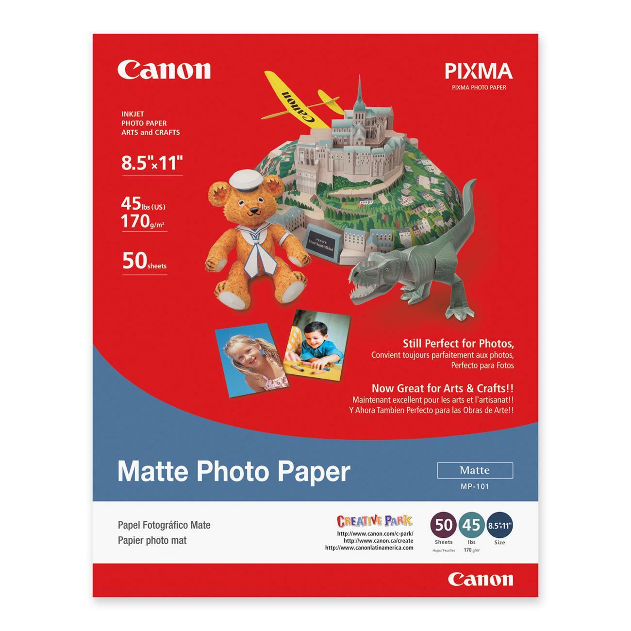 Canon Photo Paper, Letter - 8 1/2" x 11" - Matte - 50 sheets/pack