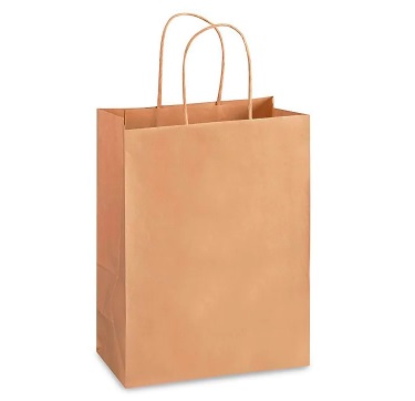 Kraft Paper Bag with Handle 9.75'' x 6'' x 16.75'' - 250/case