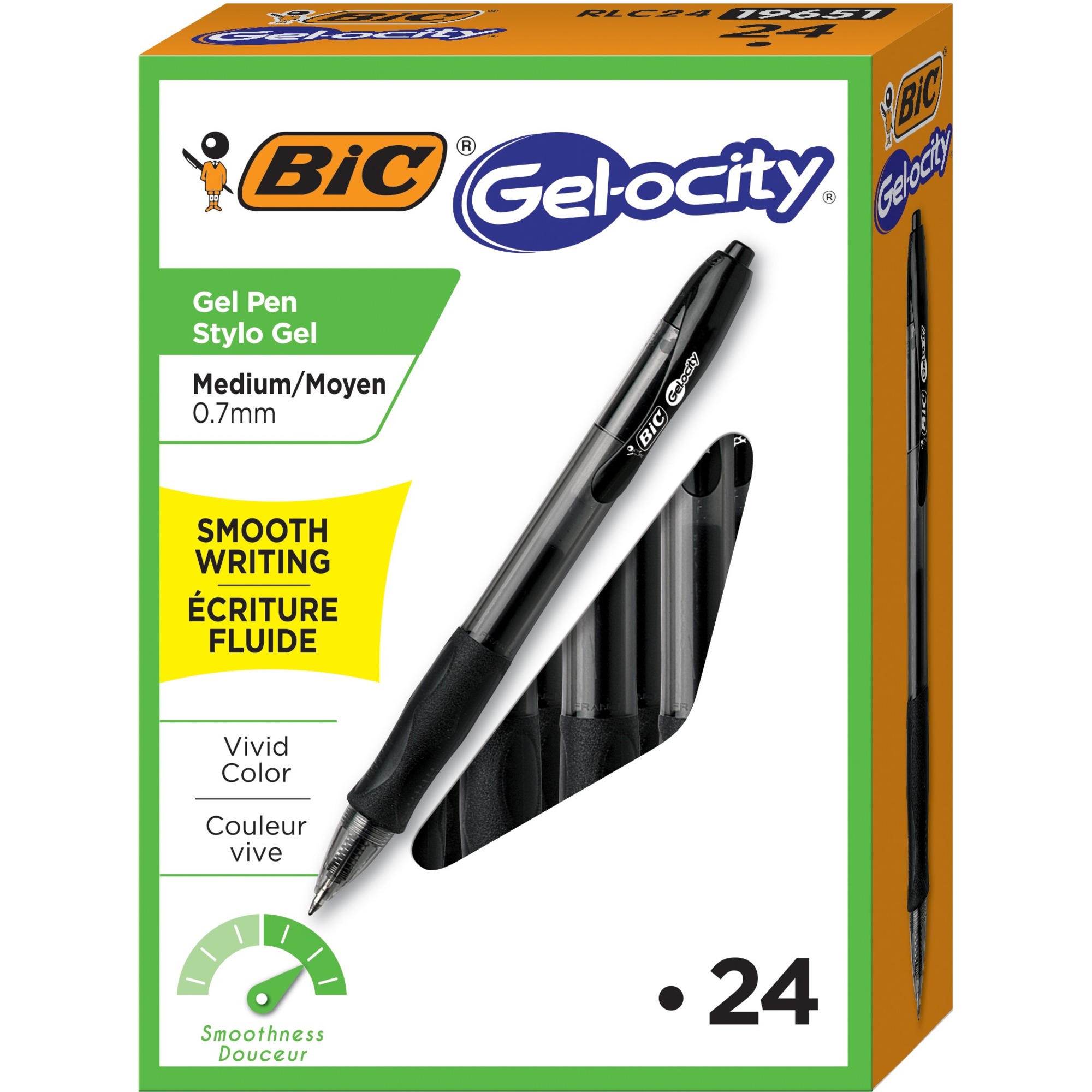 BIC Gel-ocity Gel Black Medium Refillable Pens - 24/Box