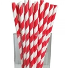 8'' Milkshake Regular Red Striped Paper Straws - 1000/Case