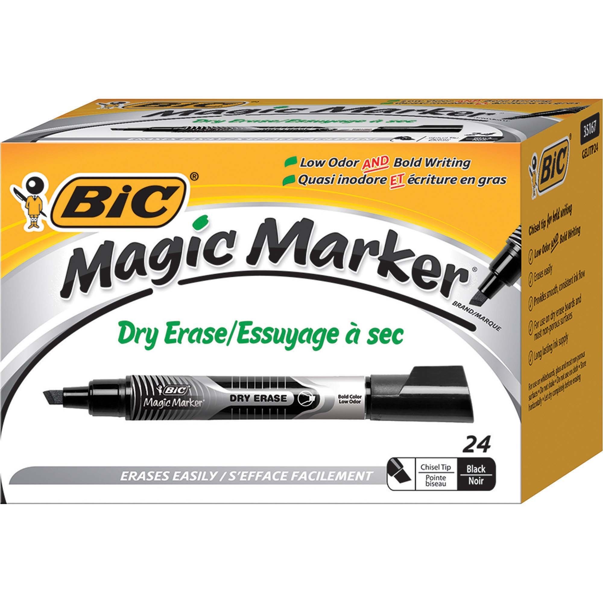 BIC Magic Marker Black Dry Erase Markers - 24/Pack