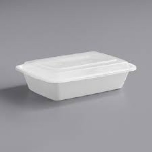 CuBEware™ - White Rectangular 16 oz. Microwavable Container - 150 sets