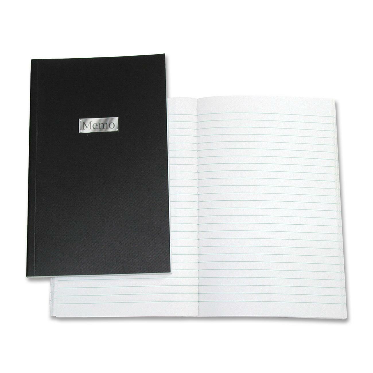 Winnable Open Side Memo Book - 96 Sheets - Sewn - 4" x 6 3/4" - White Paper - Black Cover - Flexible Cover -  Each