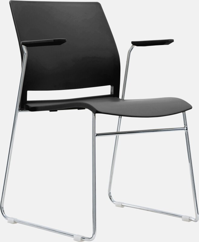 Black Modular Stacking Chair with Armrest - Each