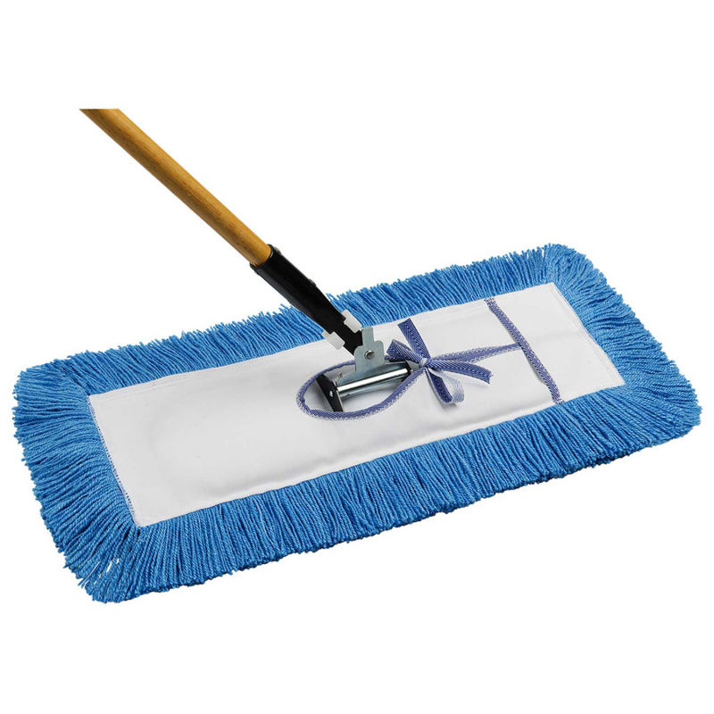 All-In-One Dust Mop Combo w/ Frame & Handle - 5'' x 24'' Static-H Tie-On - Blue  - Each