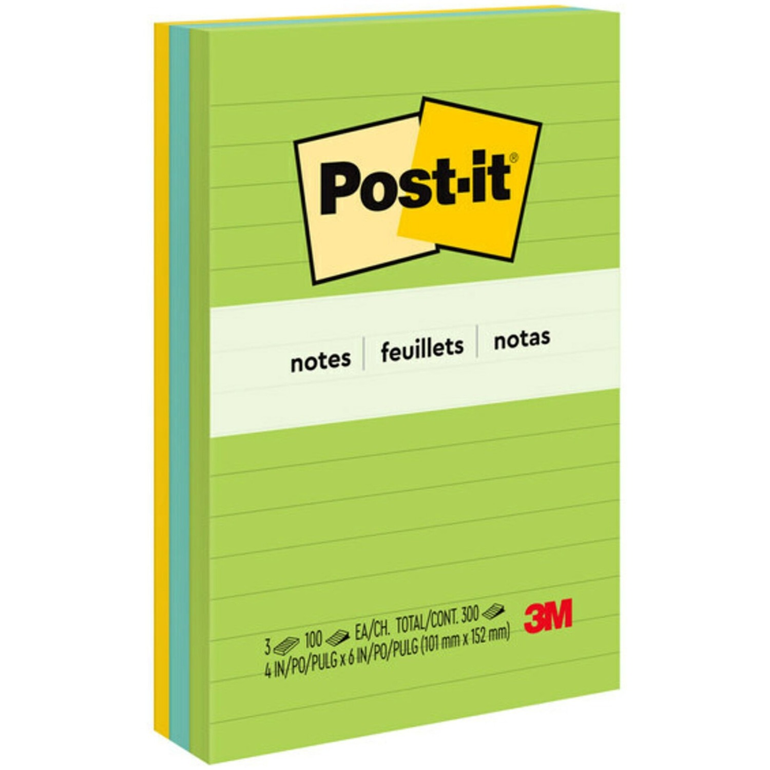 Post-it® Super Sticky Lined Recycled Notes - Floral Fantasy Color Collection - 3/pack