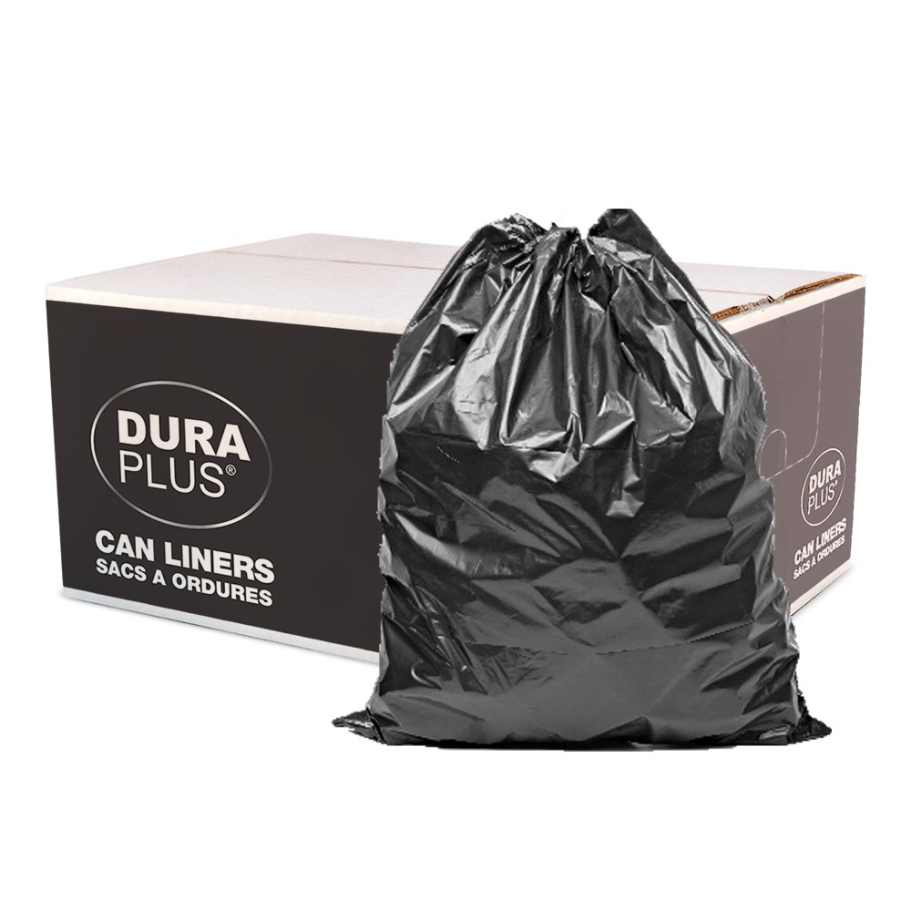 DuraPlus® Canliner 35X50 XX Strong Black Garbage Bags - 100/Case