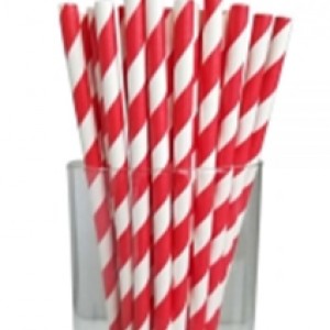 7.75” Jumbo Regular Red Striped Paper Straws