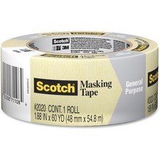 Scotch Masking Tape - 60.1 yd (55 m) Length x 1.89" (48 mm) Width - Each
