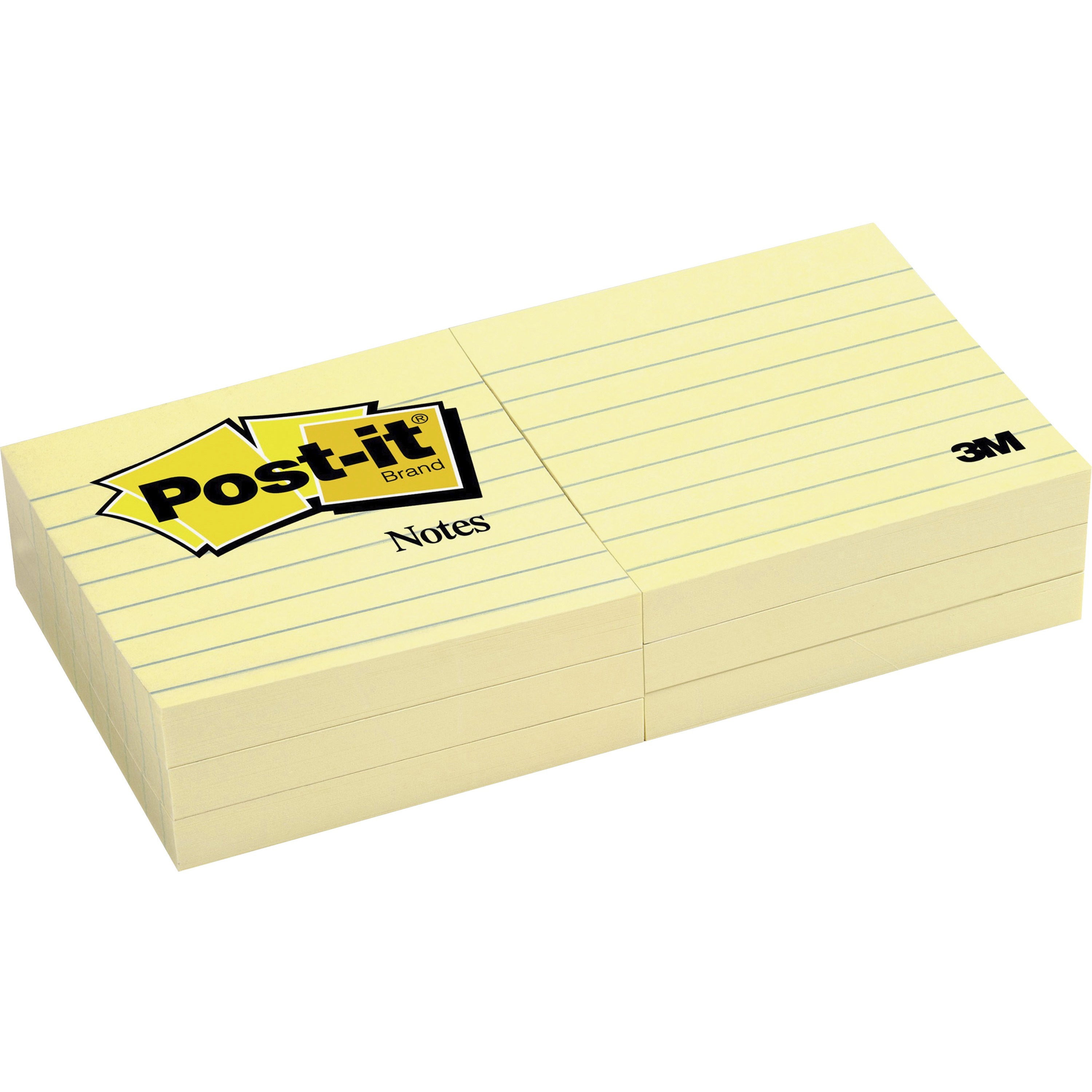 Post-it Notes, 3 in x 3 in, Canary Yellow, Lined