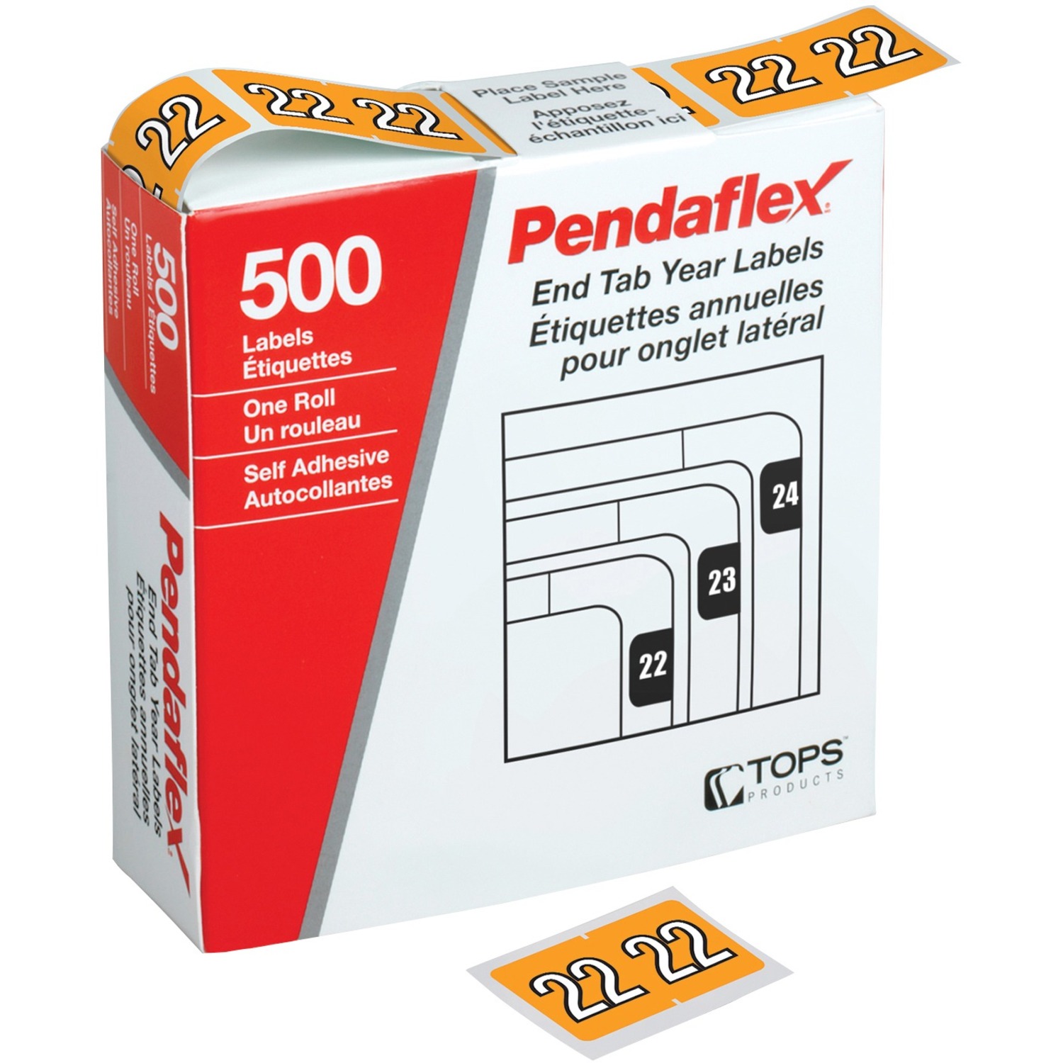 Pendaflex File Folder Label - Number ''22'' - 500/Pack