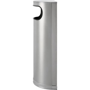 Global Industrial™ Half Round Side Open Trash Can, 9 Gallon, Matte Stainless Steel