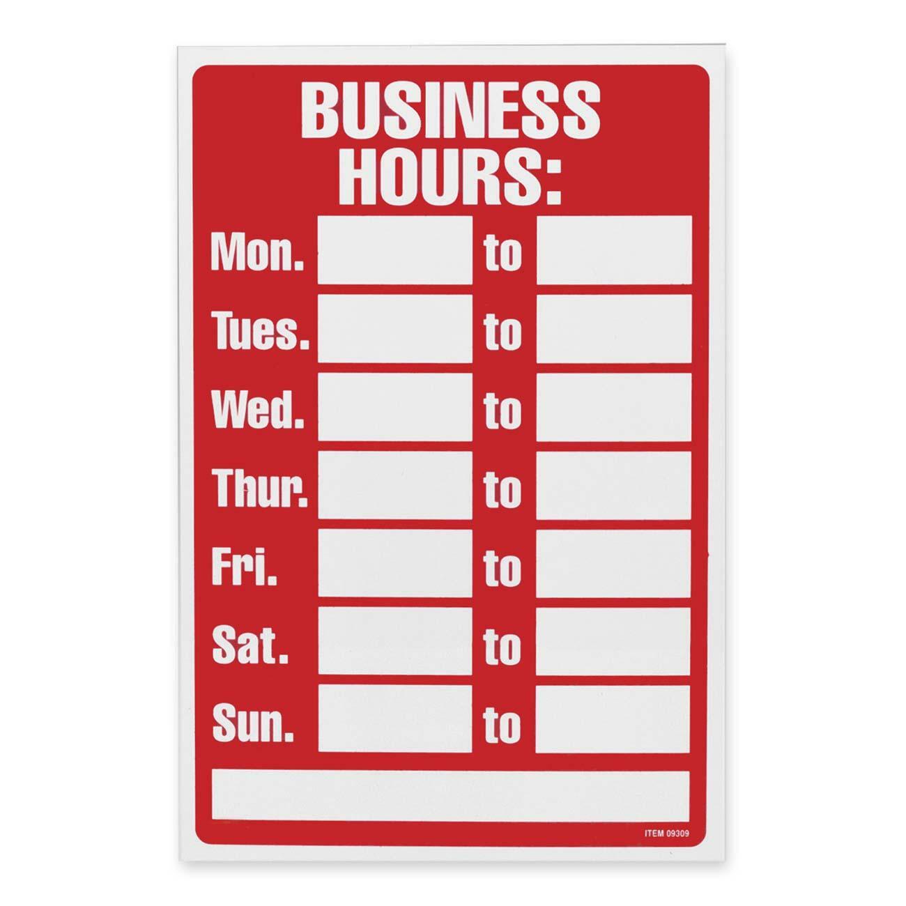 Stamp & Sign Business Hours Sign - Each
