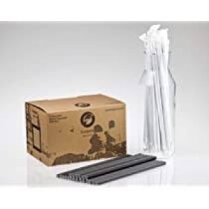 8'' Jumbo Black Individually Wrapped Paper Straws - 2500/case