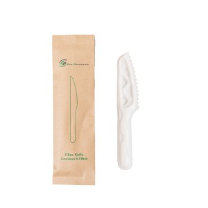 5.5” Compostable Individually Wrapped Sugarcane Fibre Knife - 500/Case