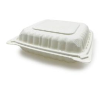 Recycled Plastic Clamshell 9'' x 9'' x 3'' Container with one compartment - 120/Case