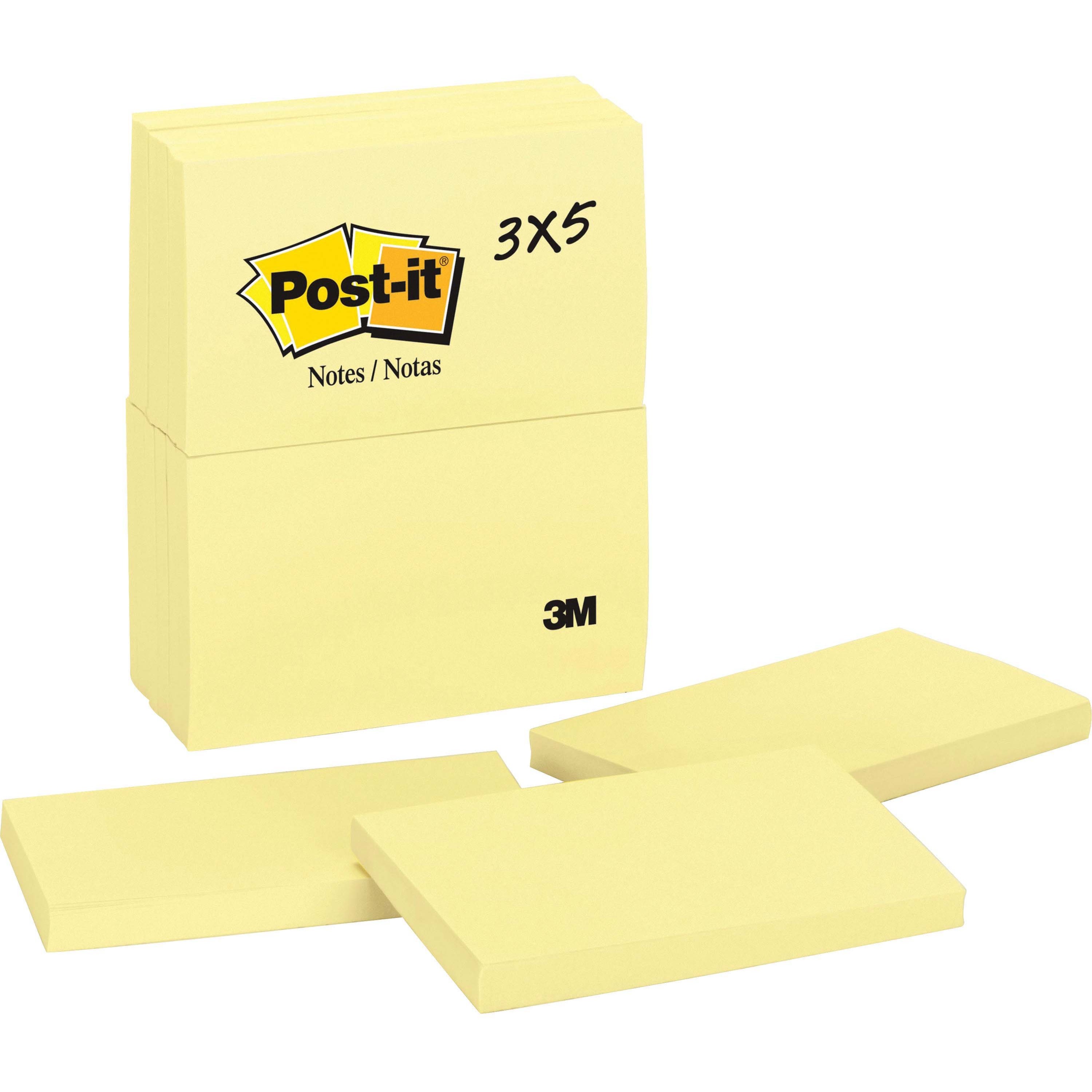 Post-it® Notes Original Notepads 3'' x 5'' - 12/pack