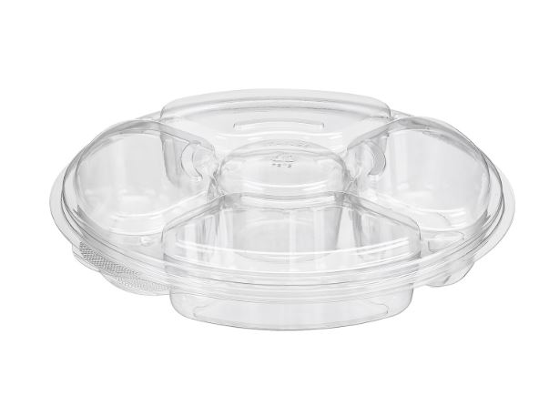 Party Tray Platter Clear with Five Compartments - 100/Case