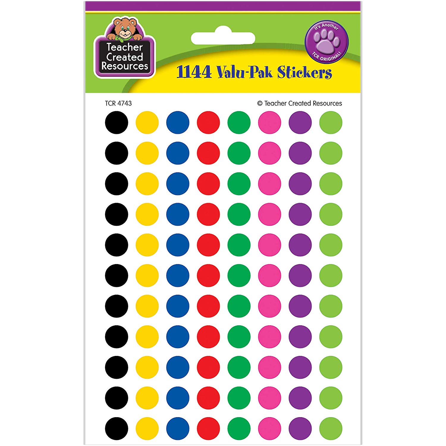 Teacher Created Resources 4743 Colorful Circles Mini Stickers Value Pack - 1144 Stickers per pack