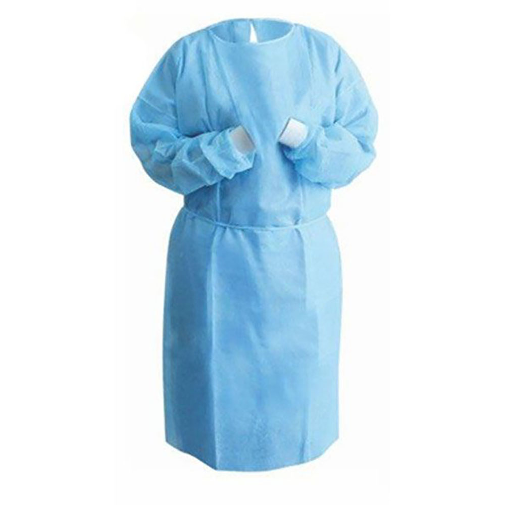 Disposable Isolation Gown Knit Cuff Blue - 10/Pack - Small