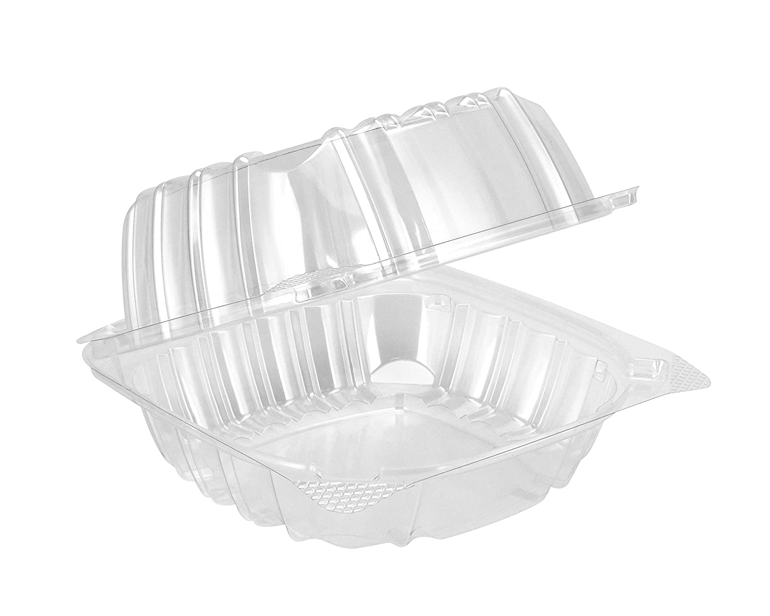 HQ Clear Hinged Clamshell 5.12'' x 5.12'' x 2.36'' mm Container - 400/Case