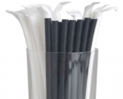 8'' Jumbo Black Individually Wrapped Paper Straws - 2500/case