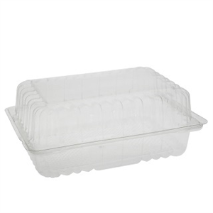 Clear Clamshell Plastic Hinged 9.13'' x 7.38'' x 3'' Container - 132/Case