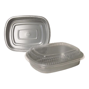 Foil Pan & Lid Containers - Silver, Medium 47oz - 9'' x 7'' Combo - 50/case
