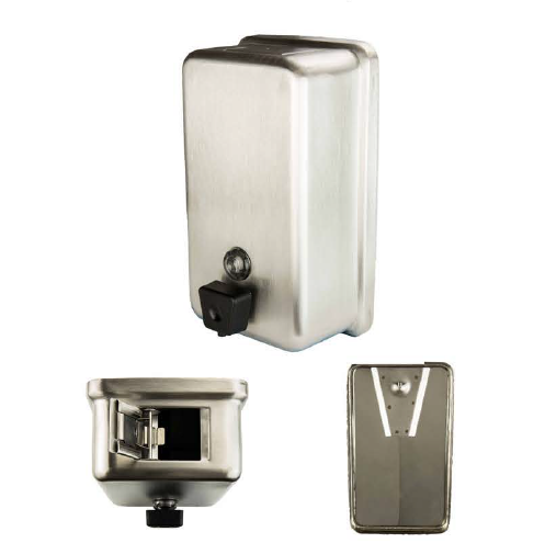 All-Purpose Soap Dispenser Metallic Stainless Steel, 40 oz Capacity, 8.5"x5.25"x4.5 - Each