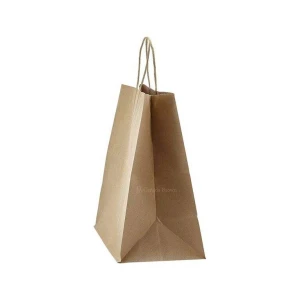 Kraft Paper Bag with Handle Twisted 12'' x 9'' x 15.75''- 200/Case