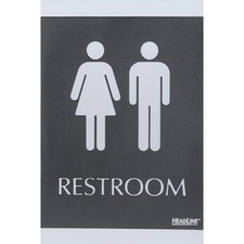 Headline Century Series Unisex Bathroom/Restroom Signs 6" x 9" - Each
