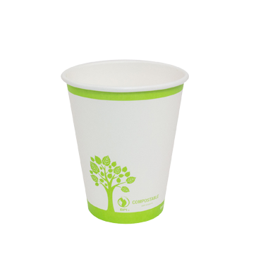 Paper Hot Paper Cup Single Wall 8 oz, PLA lining-Printed - White - 1000/case