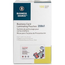 Business Source 5 mil Business Card Laminating Pouches - 100/box
