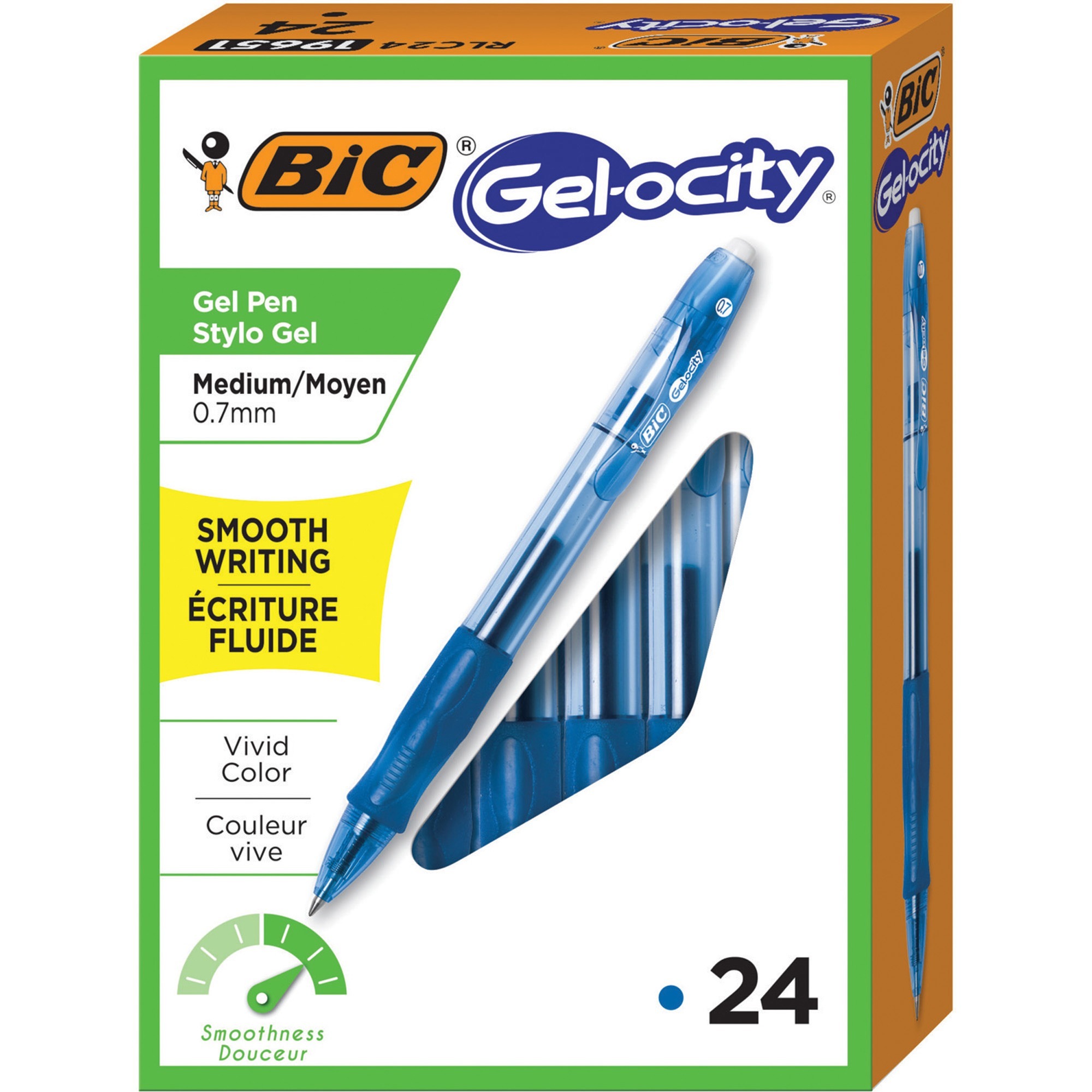 BIC Gel-ocity Gel Blue Medium Refillable Pens - 24/Box