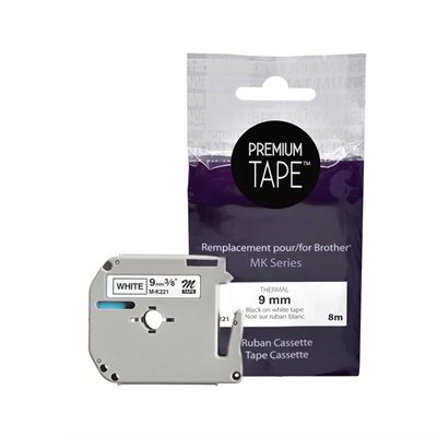 Compatible P-Touch Brother MK 221 9mm Tape - Black on White