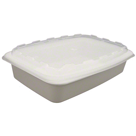 CuBEware™ - White Rectangular 56 oz. with Vented Lid Microwavable Container - 100 sets