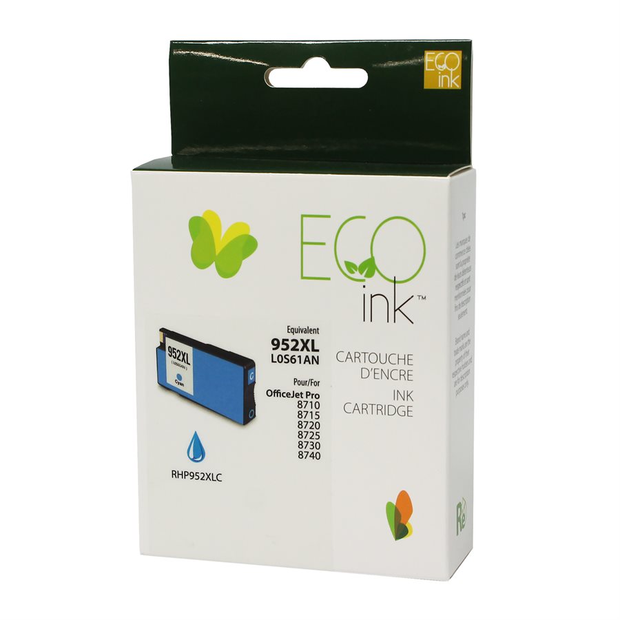 Remanufactured EcoInk Cyan Ink Cartridge for HP #952XL