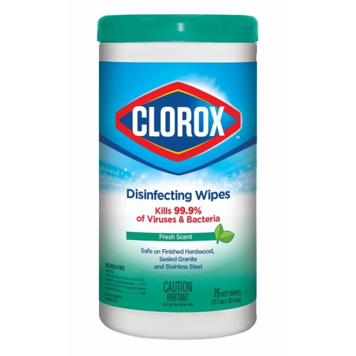 Clorox® Disinfecting Wipes, Fresh Scent, White, 6 Bottles/Case, 75 Wipes/Bottle